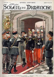 Saint Cyrs (St. Cyr) delegation i Ryssland: mottagning på den ryska militärskolan. Gravyr i "" Le sun-du-dimanche"", 29 januari
