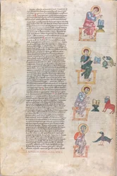 De fyra evangelisterna med sina symboler: Matteus, Lukas, Markus, Johannes