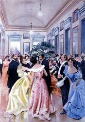 Foajén till teatern La Scala (Teatro alla Scala) i Milano. 1890.