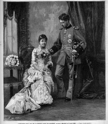Spaniens spädbarn Dona Maria de la Paz (1862-1946) och prins Ludvig II av Baviere (Ludwig Otto Frederik Wilhelm von Wittelsbach