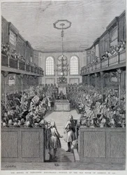 Interiören av London House of Commons 1760