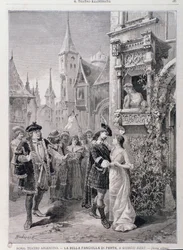 Den sista scenen av The Fair Maid of Perth, opera av Georges Bizet, på Teatro Argentina i Rom