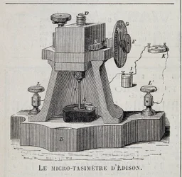 Edisons mikro-tasimeter - gravyr, sent 1800-tal