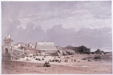 De nya baden i Cote des Fools och kasinot i Biarritz, sd. 1800-talet