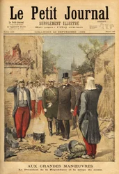 Republikens president, Felix Faure (1841-1899), besöker trupperna i Langres under de stora manövrarna och traditionen för alla besökare, han smakar på soldatens soppa. Gravyr i "" Le petit journal"" 1895-09-22. Selvas samling.