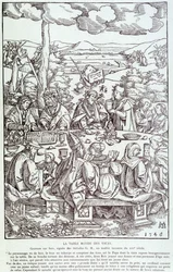 Lastbordets runda bord: lek, girighet, lust, stolthet... - Gravyr 1546
