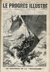 Transatlantens skeppsbrott "Bourgogne"-gravyren i "The illustrious progress"" från juli 1898.