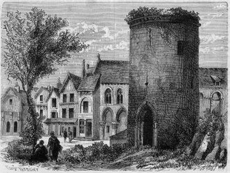 Tornet för kung Ludvig IV av Outremer (utomlands, utomlands) till Laon (förstört 1831) - gravyr