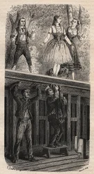 Theatre tricks - metamorphosis - engraving of 1875