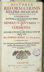 Titelsida "Historien om den anglikanska kyrkans reformation...", Genève