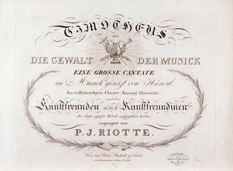 Titelsida för musikaliska partitur av Timotheus av GF Handel (1812)