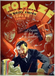 Topaze, teaterpjäs av Pagnol, ca 1930-1940 (affisch)