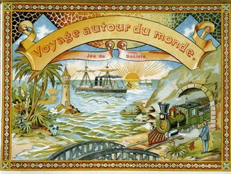 Tåg, fyr och båt, täckspel "" Journey around the world", a.n.d. 19:e.