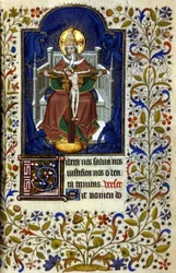 Treenighet. Miniatyr, tidigt 1400-tal. Bibl. Trivulziana, Milano.