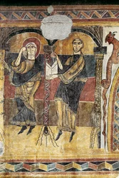 Två helgon. Detalj av en fresk från kyrkan Saint Mary of Taull. 1123 ungefär. Barcelona. Kataloniens nationalmuseum för konst.