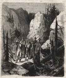 Tyrolerpatrioten Andreas Hofer (1767-1810) arresteras - Tyrolpatrioten Andreas Hofer (1767-1810) arresterad av de italienska trupperna den 19/01/1810 Gravyr från 1879 i "Histoire des societes secretes, politiques et religieuses" av Pierre Zaccone (1817