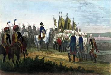 Ulm kapitulera. 20/10/1805. Den österrikiska armén besegrade Napoleons trupper. Gravyr av 1800-talet.