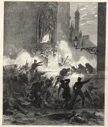 Republikanernas uppror i Katalonien: strider i Barcelona natten mellan den 25 och 26 september 1869 - Sexenio Democratico (sex år demokrati) - Spanien under general Francisco Serranos styre 1869/1870 - Republikanskt uppror i Katalonien: bar