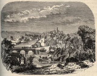 Uzerche - Correze - Frankrike - gravyr i "" PATRIE"" - PECTUREQUIREQUE BESKRIVNING AV FRANKRIKE I 6 BÅNDER AV LUCIEN HUARD - slutet av 1800-talet