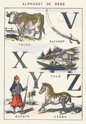 V X Y Z: ko, yole, zouave, zebra