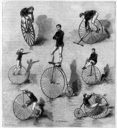Velocipediska övningar av amerikanske Dan Canary. Gravyr i "" Nature: granskning av vetenskaperna och deras tillämpningar på konst och industri "" av 21 juli 1888.