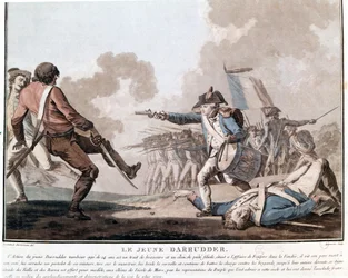 Vendéeupproret: den unge Darruder. Detta är ett exempel på patriotiskt hjältemod, eftersom Darruder var en 14-årig pojke som tog sin döde fars vapen för att döda hans mördare och fortsätta kampen. 1793.