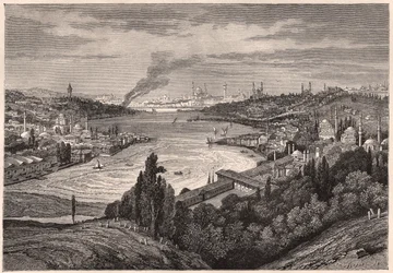 Utsikt över Konstantinopel, nu Istanbul, och Gyllene hornet under XIX-talet