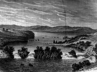 Utsikt över Victoriasjön, Afrika. Gravyr i "The Journal of Youth"
