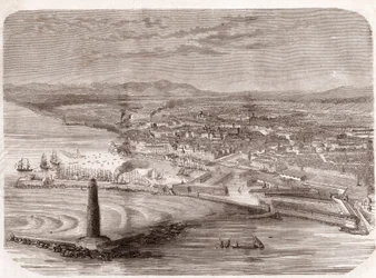 Vy över Livorno (Livorno - Toscana - Toscana) - Toscana - gravyr 1860