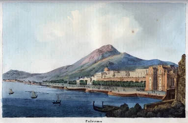 Vy över Palermo på 1800-talet - gravyr ur "Usi e Costumi di Tutti i Popoli dell