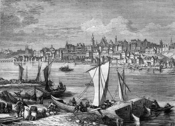 Utsikt över staden Warszawa i Polen 1812.