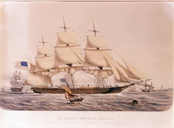 Vy över American Clipper Electric. Litografi från 1854