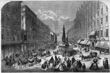 Vy över Graben i Wien, Österrike. Gravyr i "The Illustrous Universe"