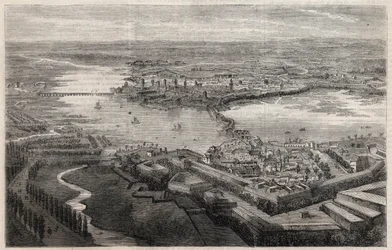 Utsikt över staden Mantua (Mantova, Mantua) på 1800-talet