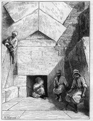 Utsikt över ingången till Kheopspyramiden i Guizeh (Guiseh, Giza, Giza), Egypten