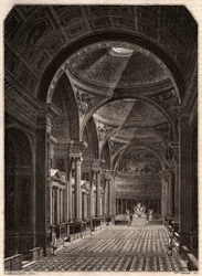 Utsikt över interiören av kyrkan Madeleine i Paris 1843, strax efter att den öppnat för gudstjänst