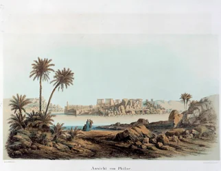 Utsikt över ön Philae i Egypten. 1800-talets Paris, Frankrikes högskola