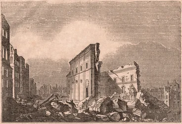 Vy över ruinerna av St Paul, efter jordbävningen 1755, Lissabon, Portugal