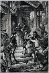 Voltaire (1694 - 1778) arresterad i Frankfurt 1753 på order av den store Fredrik II - i Histoire de France från de mest avlägsna tiderna fram till 1789 av M. Guizot