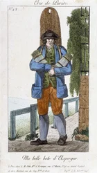 Vandringshandlare av sparrisstövlar - i "" Cris de Paris", deb. 1800-talet