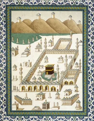 Väggfajanser: panel som representerar Kasbah (casbah) och dess omgivningar (Mecka) - i "" Arab Art efter Kairos monument från 700- till 1700-talet"" av Prisse d