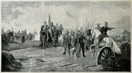 War of the Communities of Castile: Battle of Villalar. De rojalistiska truppernas seger över samhällena (23 april 1521). Gravyr, Spanien 1500-talet.