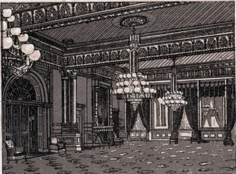 Washington, USA: utsikt över East Room, Vita huset. i "" Världen illustrerar 168 vyer"" Odaterat (slutet av 1800-talet)