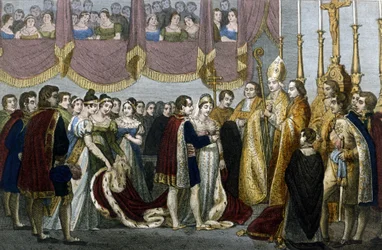 Bröllopsceremoni mellan Napoleon I och Maria - Louise av Habsburg i Augustinkyrkan i Wien, 2 april