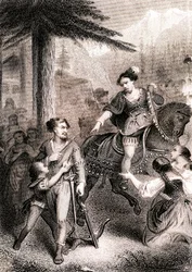 William Tell sägs ha skjutit fogden Gessler i den patriotiska schweiziska legenden