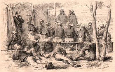Zouave-gruppen vilar på Chalons läger