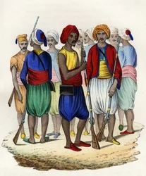 Zouaves, inhemska tiraillörer från den franska armén i Afrika, tränade 1830. I "" Storia d