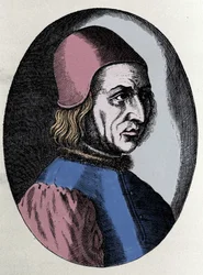 porträtt av Angelo Poliziano ((polisängel) italiensk humanist 1454-1494