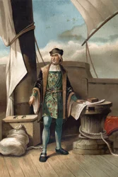 porträtt av Christopher Columbus på italienska Cristoforo Colombo Navigator av genuesiskt ursprung (Genua