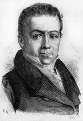 Porträtt av Gabriel Julien Ouvrard. fransk finansiell 1770 till 1846).